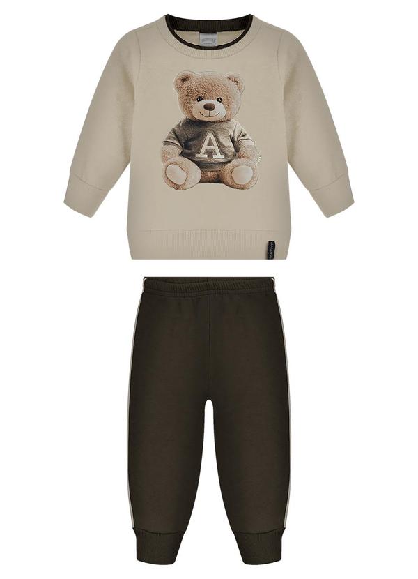 Conjunto Bebê Menino em Moletom Felpado Bege