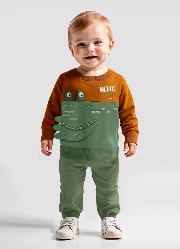 Conjunto Bebê Menino em Moletom Verde