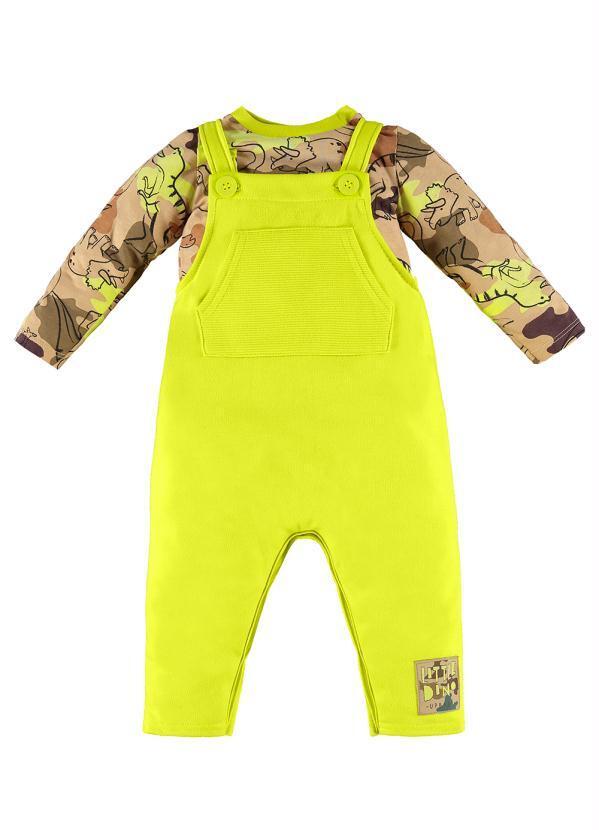 Vista 2 Conjunto Bebê Menino Jardineira e Body Marrom Up Baby Up Baby