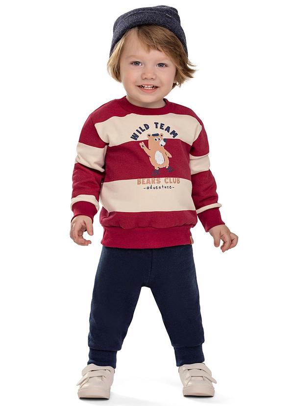 Conjunto Bebê Menino Listrado Bears Club Vermelho