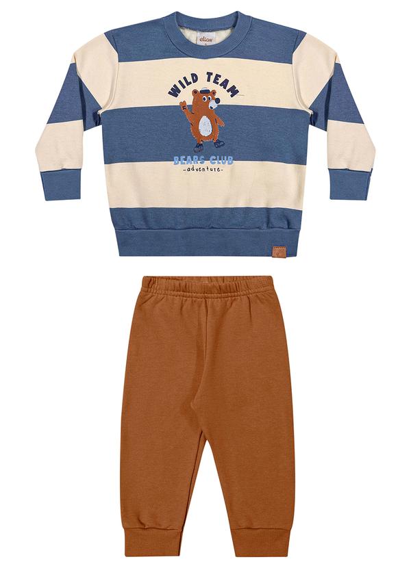 Conjunto Bebê Menino Listrado Bears Club Azul
