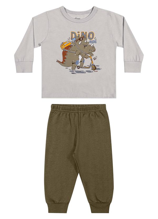 Conjunto Bebê Menino Longo com Estampa Cinza