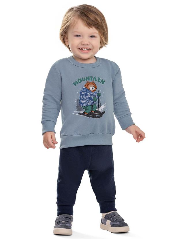 Conjunto Bebê Menino Moletom com Estampa Azul