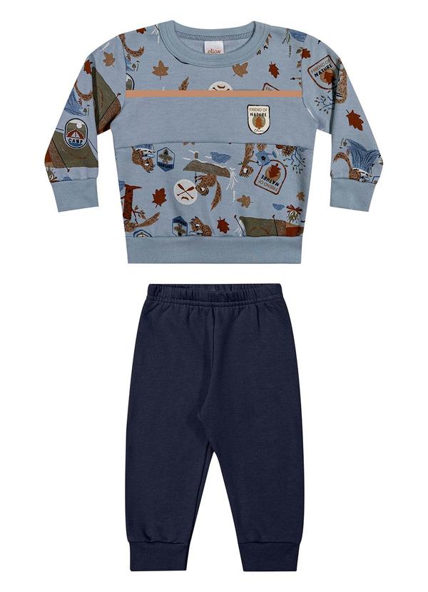 Conjunto Bebê Menino Moletom Esquilos Azul