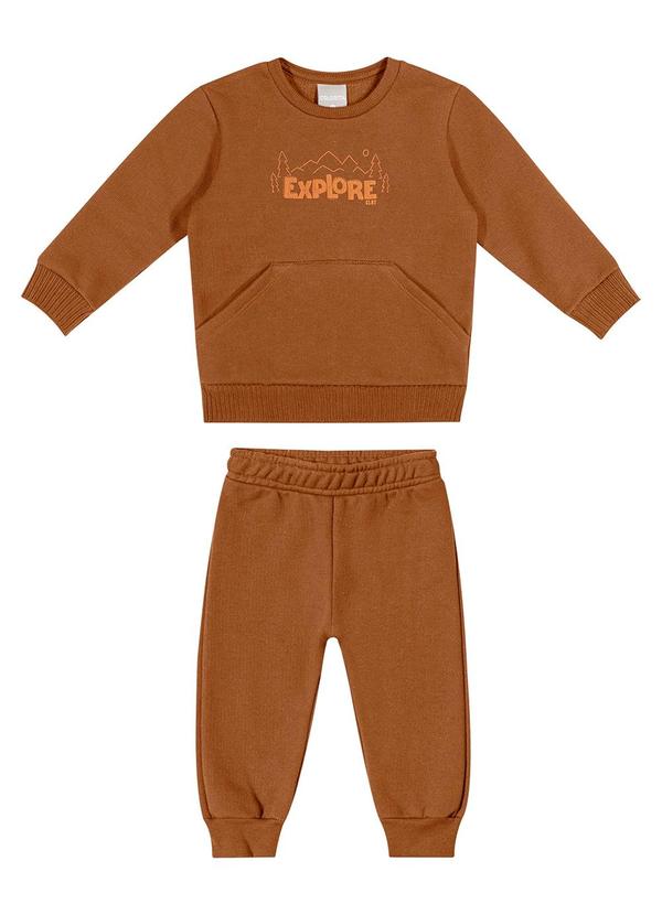 Conjunto Bebê Menino Moletom Explore Marrom
