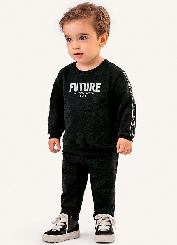 Conjunto Bebê Menino Moletom Future Preto