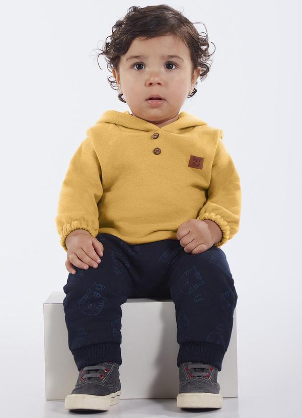 Conjunto Bebe Menino Moletom Linho Amarelo