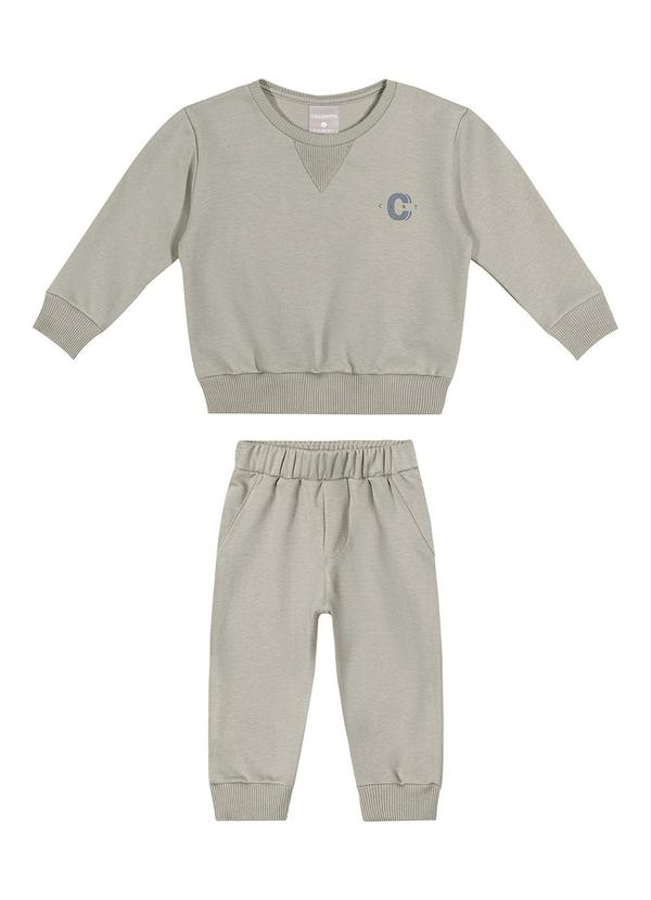 Conjunto Bebê Menino Moletom Ponto Roma Cinza