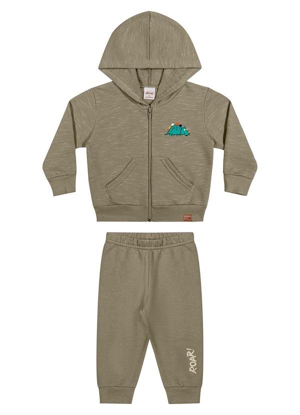 Conjunto Bebê Menino Moletom Rajado Dino Verde