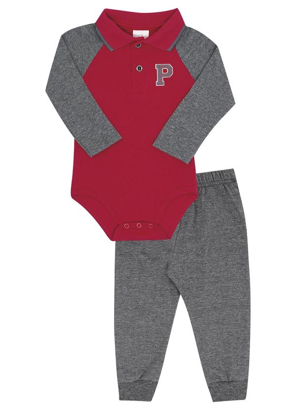 Conjunto Bebe Menino Suedine Vermelho