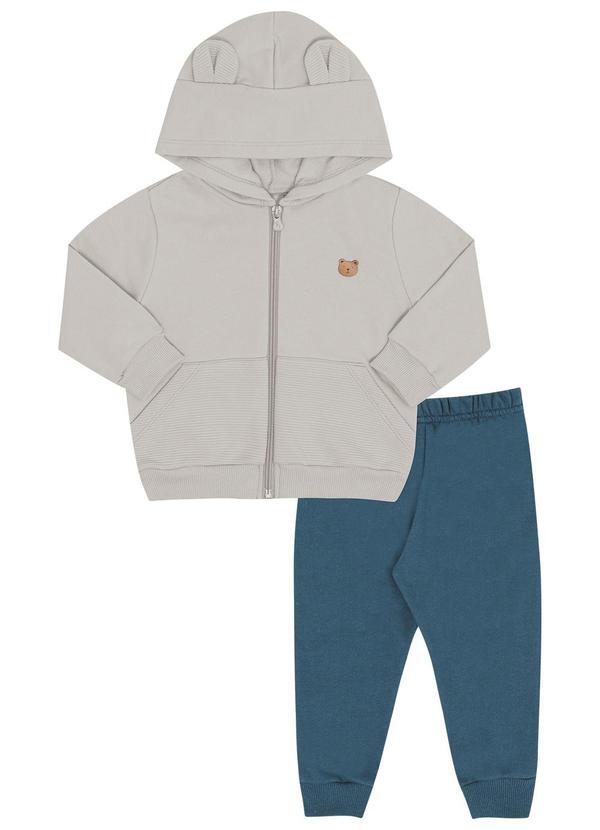 Conjunto Bebe Moletom e Malha Relevo Cinza