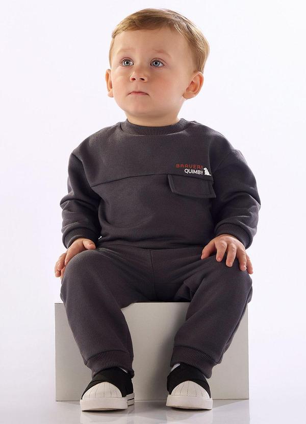 Conjunto Bebê Moletom Felpado Cinza
