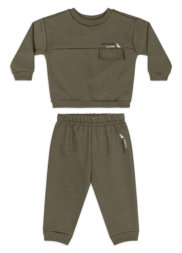 Conjunto Bebê Moletom Felpado Verde