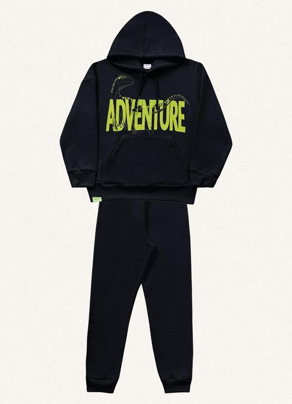 Vista 2 Conjunto Blusão C/Capuz e Calça Preto Fakini Kids Fakini Kids