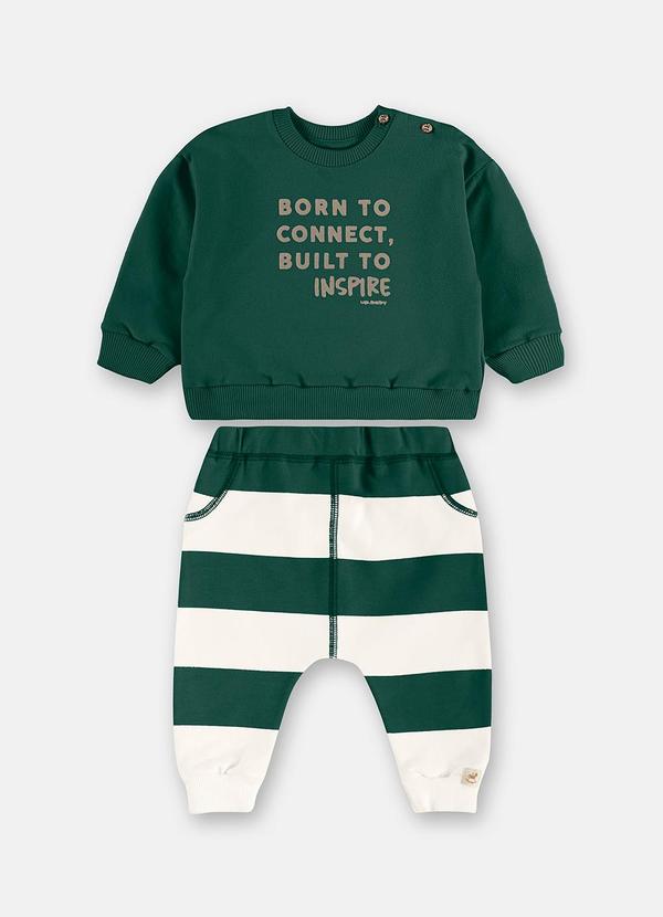 Conjunto Blusão Calça Listrada Verde