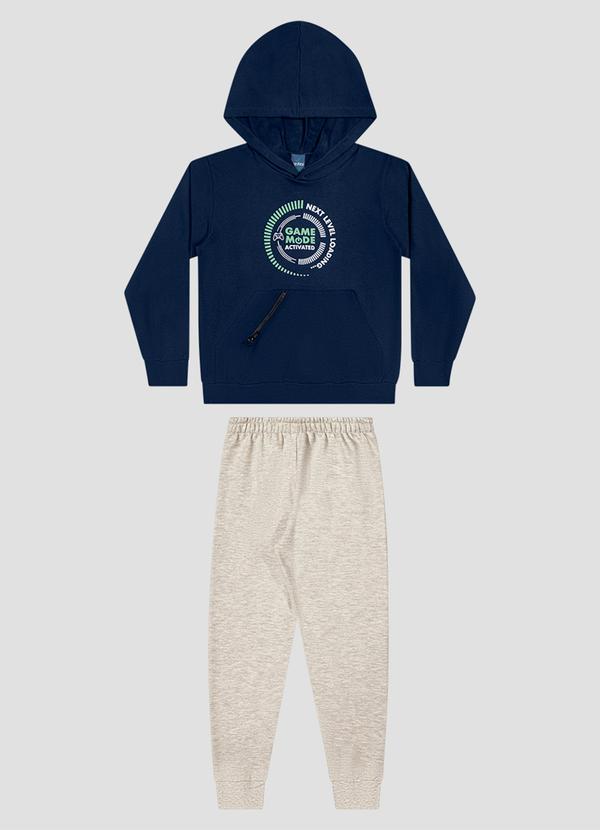 Conjunto Blusão com Bolso Zíper e Calça Azul