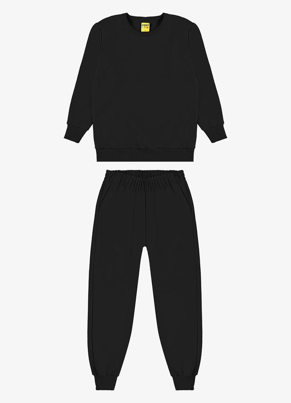 Conjunto Blusão com Calça Masculino Preto