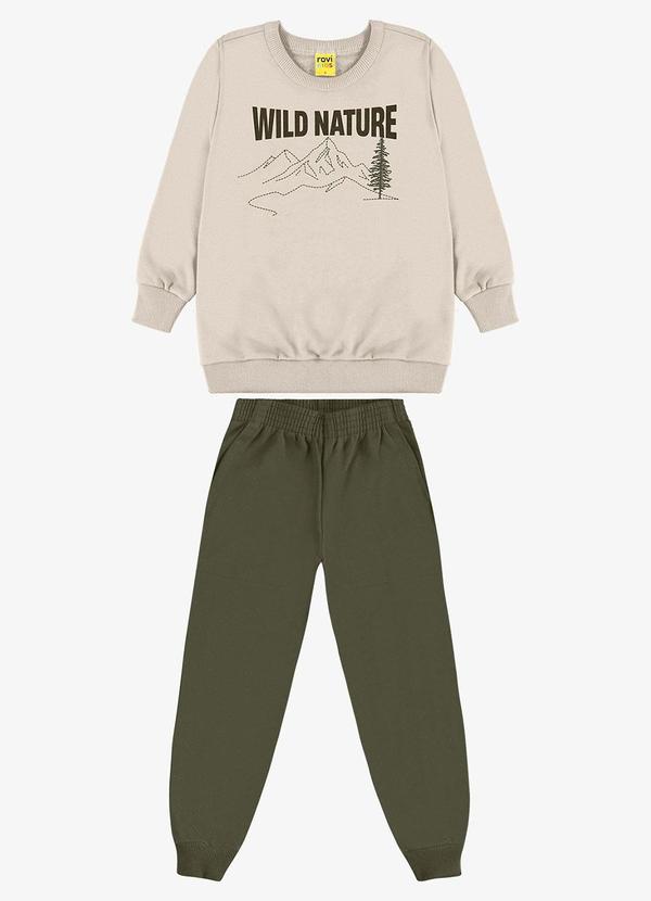 Conjunto Blusão com Calça Moletom Bege