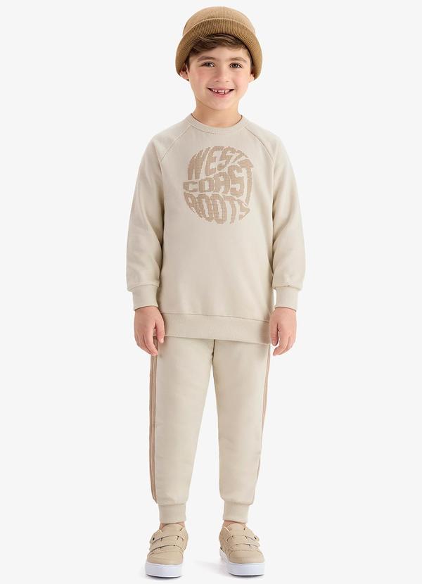 Conjunto Blusão com Calça Moletom Bege