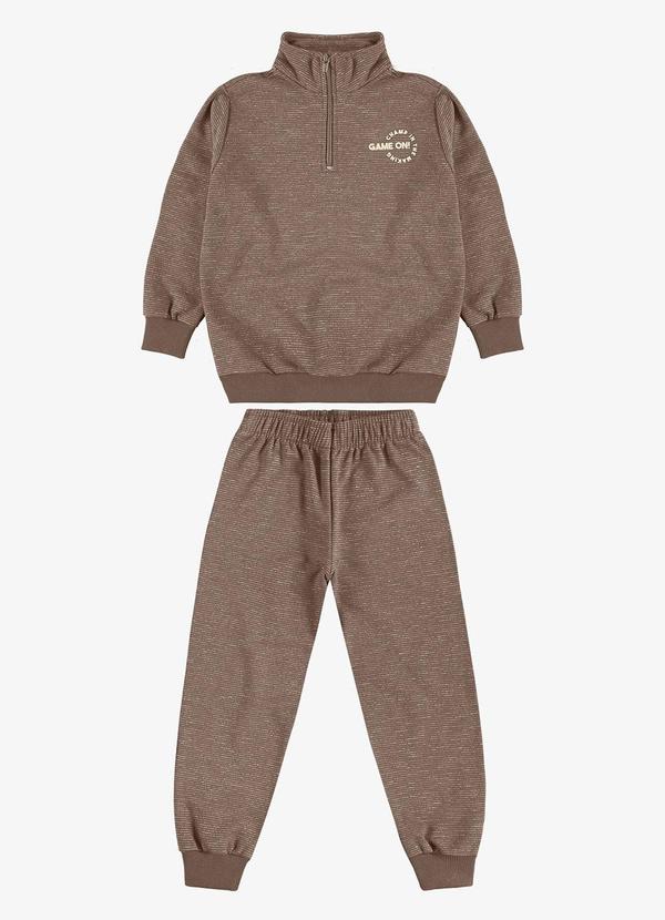 Conjunto Blusão com Calça Moletom Molinê Marrom