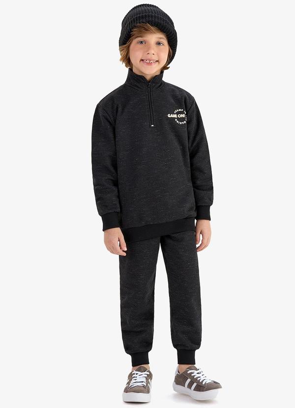 Conjunto Blusão com Calça Moletom Molinê Preto