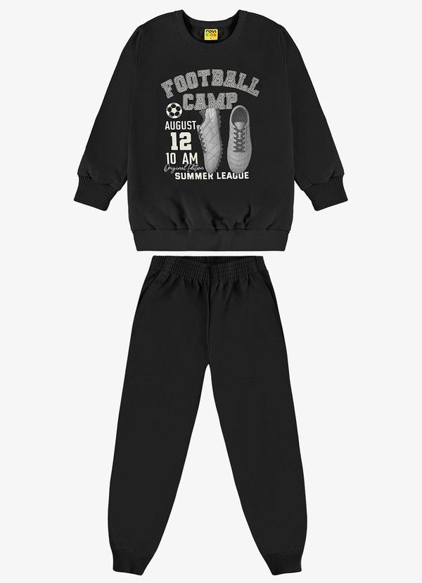 Conjunto Blusão com Calça Moletom Preto