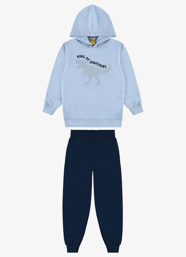 Conjunto Blusão com Capuz Calça Moletom Azul