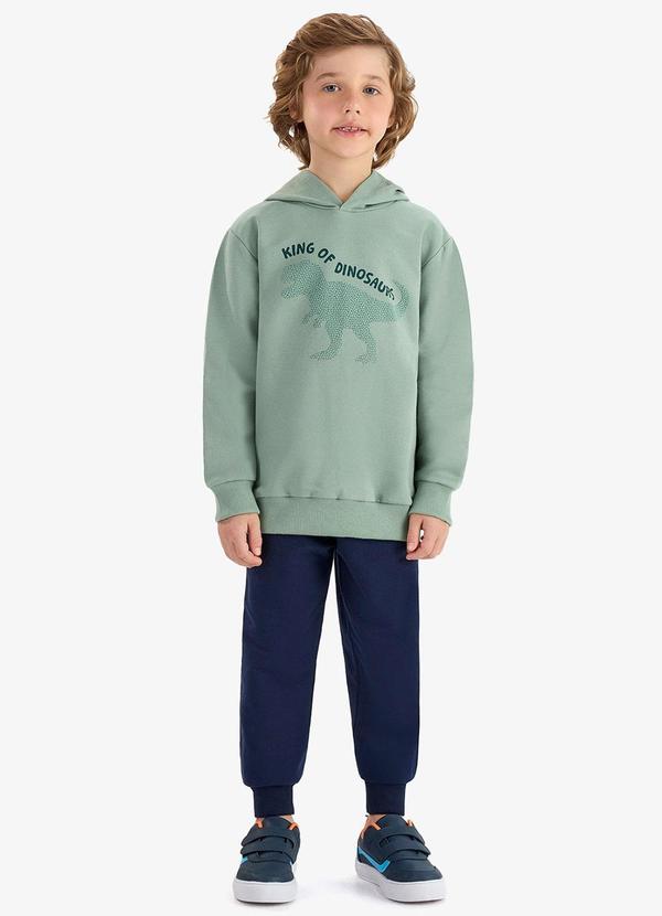 Conjunto Blusão com Capuz Calça Moletom Verde