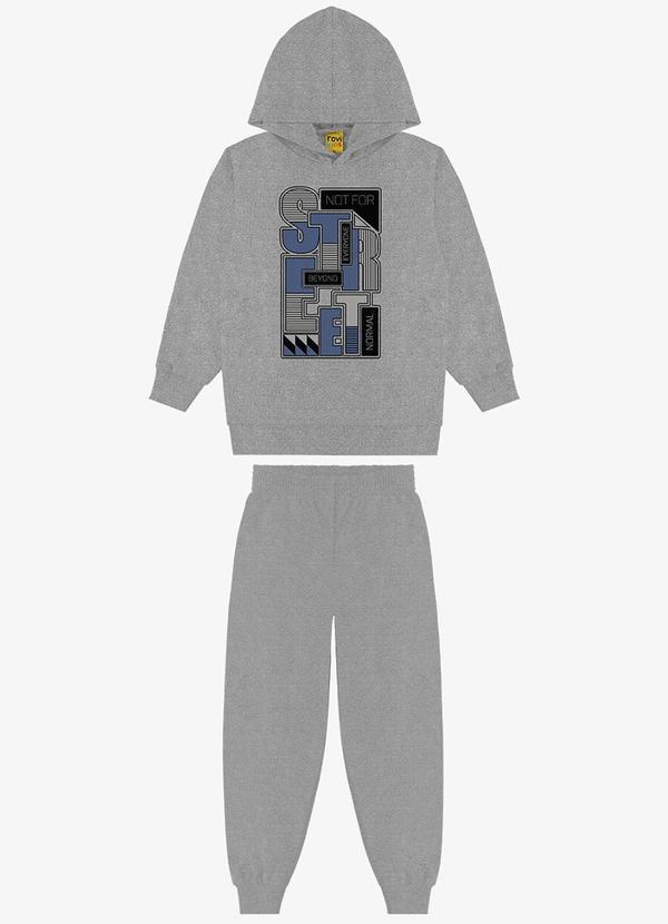 Conjunto Blusão com Capuz e Calça Cinza