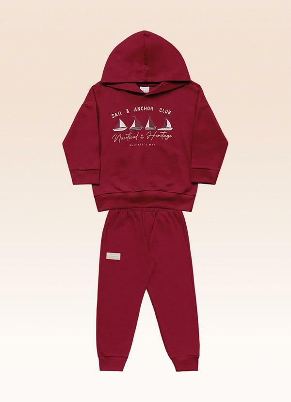 Conjunto Blusão com Capuz e Calça Vermelho