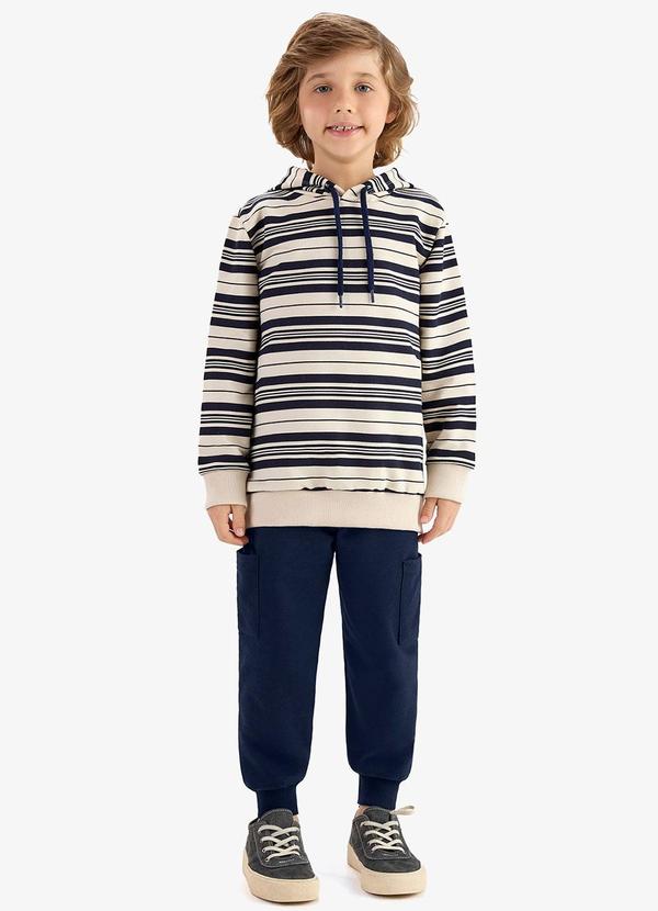 Conjunto Blusão de Capuz e Calça Moletom Bege