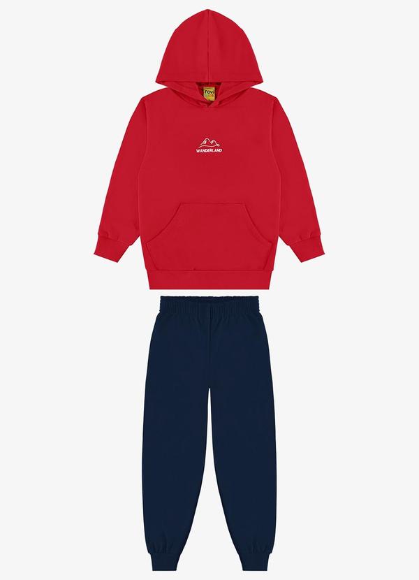Conjunto Blusão de Capuz e Calça Vermelho