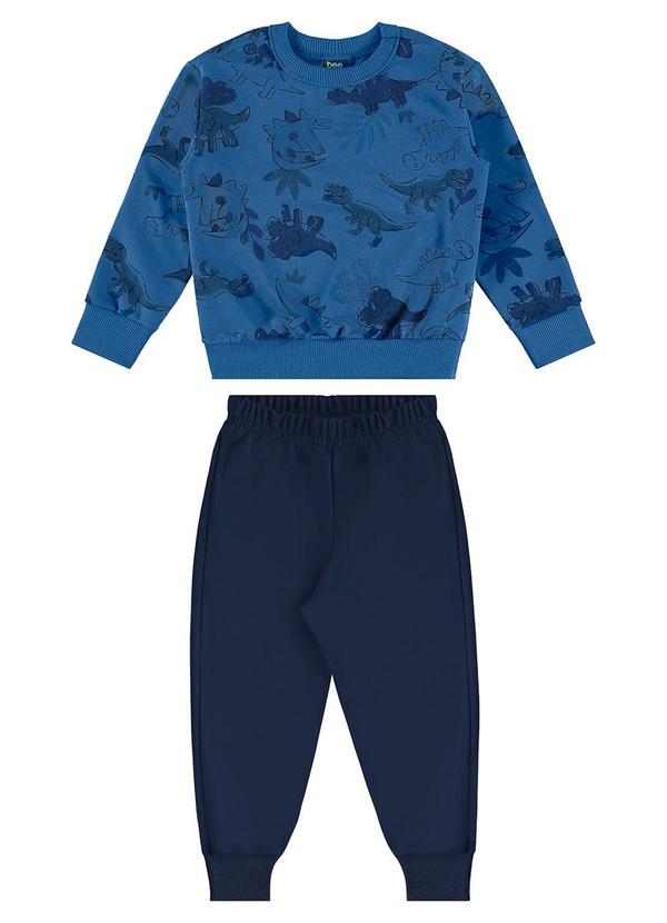 Conjunto Blusão Dinos e Calça Azul