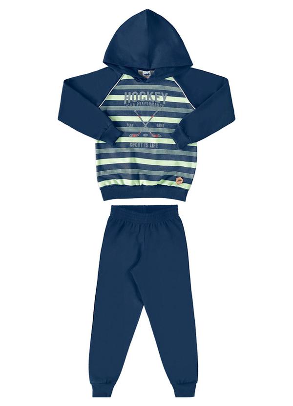 Conjunto Blusão e Calça em Moletom Hockey Azul
