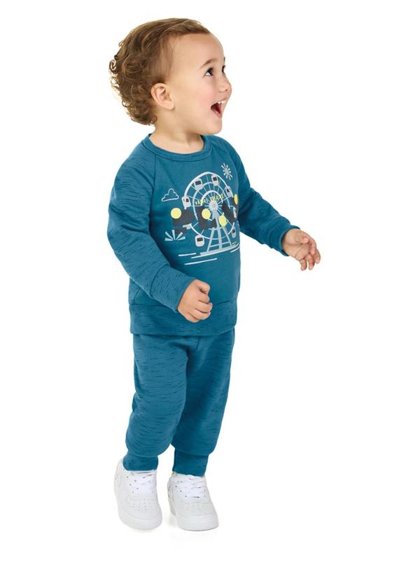 Conjunto Blusão e Calça em Moletom Jet Azul