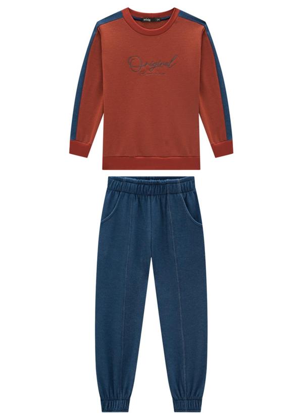Vista 2 Conjunto Blusão e Calça Malha Alfaiataria Marrom Ioluig Ioluig