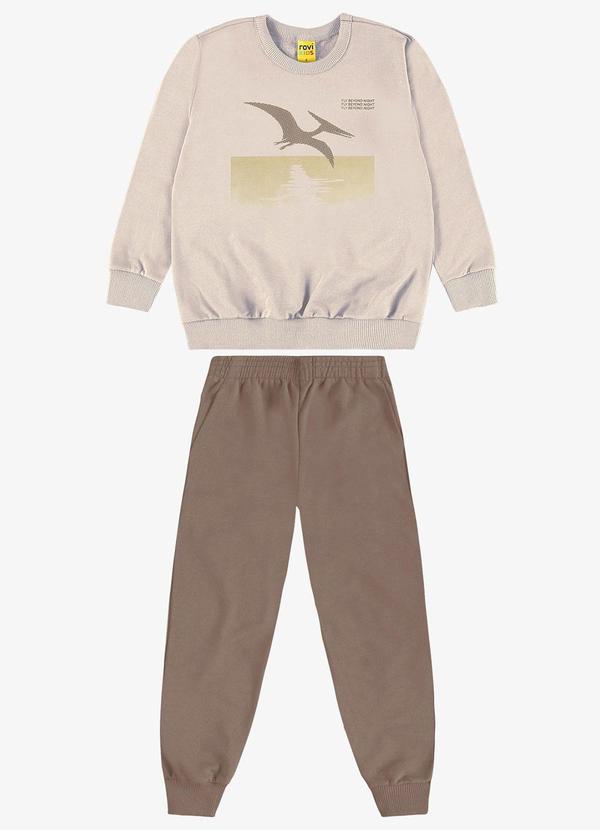 Conjunto Blusão e Calça Moletom Bege