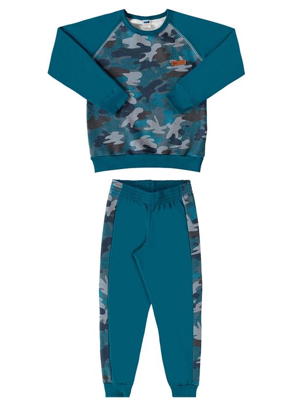Conjunto Blusão e Calça Moletom Camuflado Verde