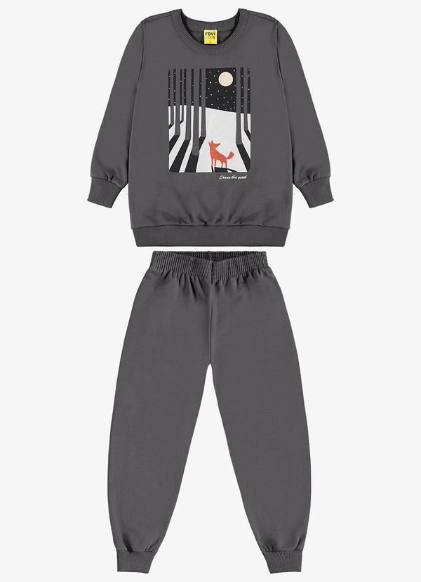 Conjunto Blusão e Calça Moletom Cinza
