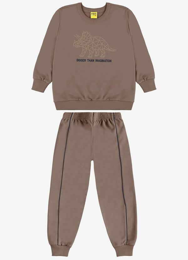 Conjunto Blusão e Calça Moletom Marrom