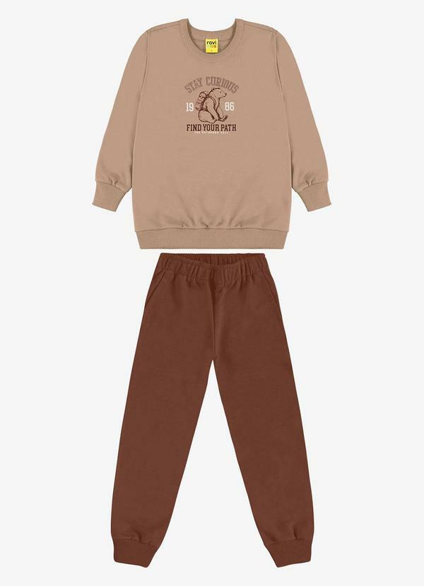 Conjunto Blusão e Calça Moletom Marrom