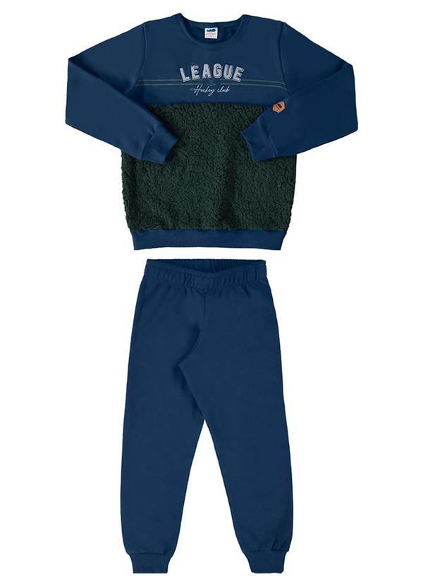Conjunto Blusão e Calça Moletom Pelo Sherpa Azul