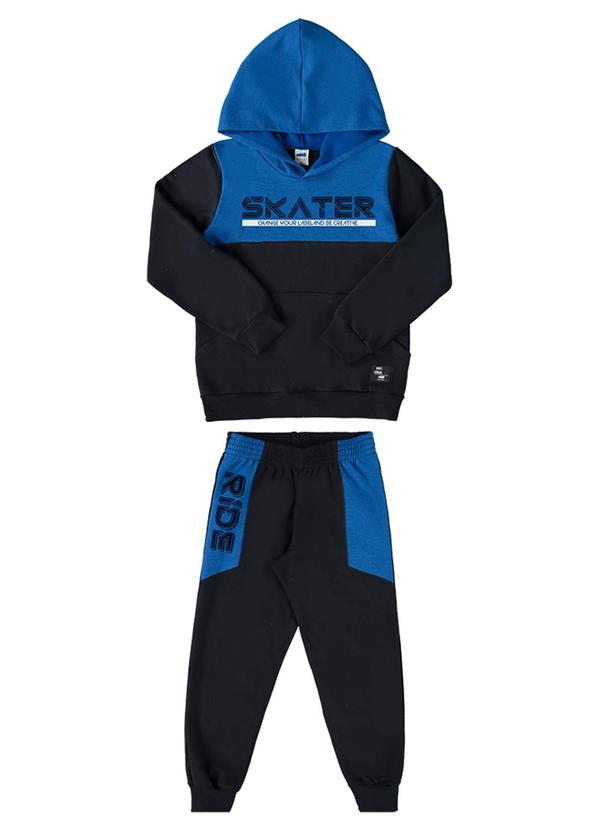 Conjunto Blusão e Calça Moletom Skater Azul