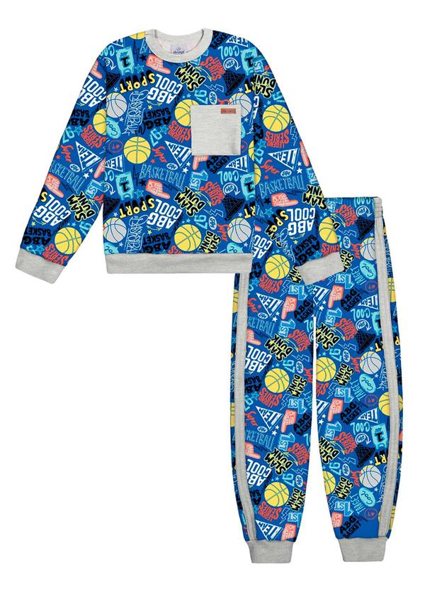 Vista 2 Conjunto Blusão e Calça Total Print Azul Abrange Abrange