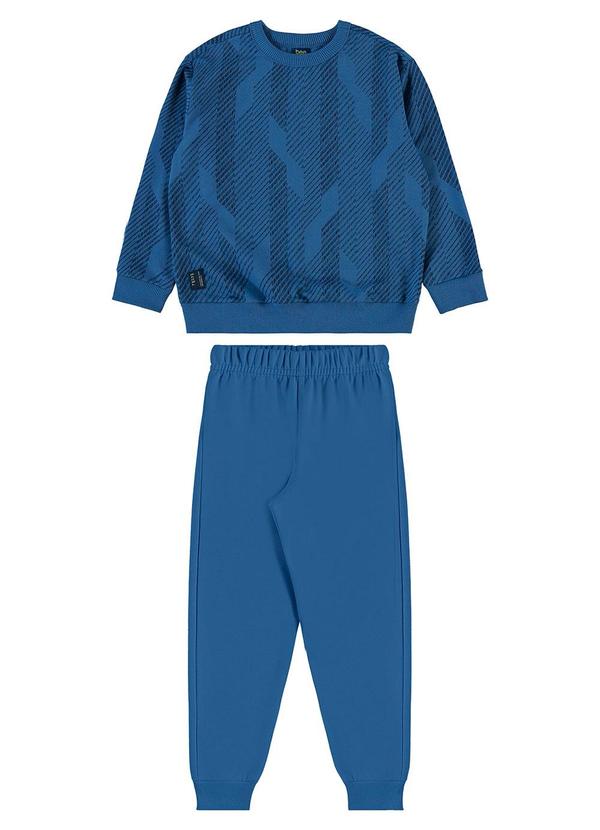 Conjunto Blusão Listrado e Calça Azul