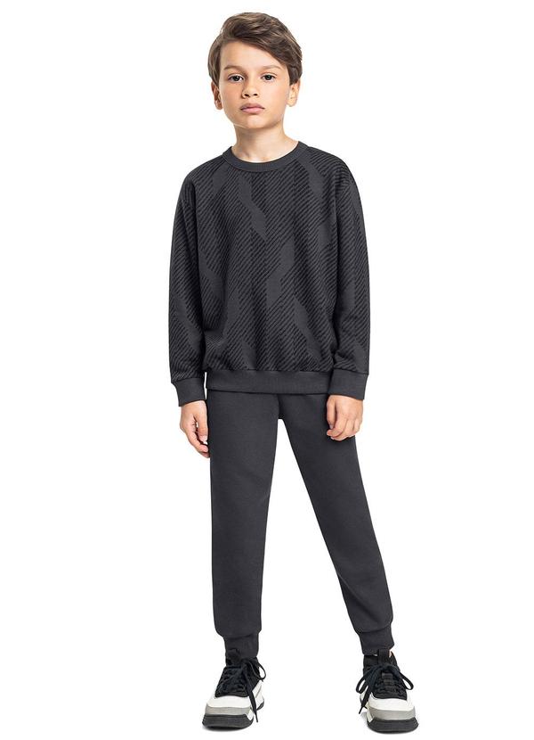 Conjunto Blusão Listrado e Calça Cinza