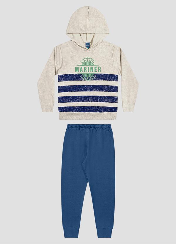 Conjunto Blusão Listrado e Calça Mescla