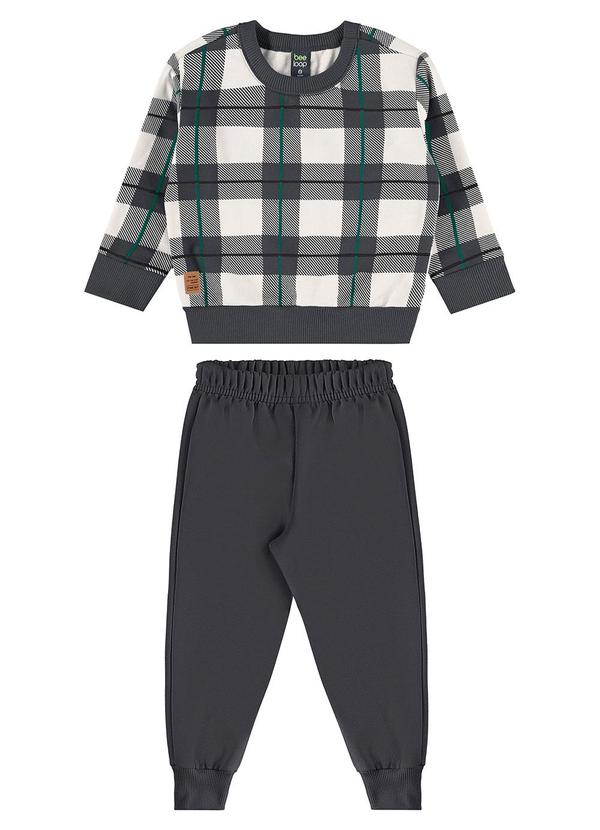 Conjunto Blusão Xadrez Calça Cinza
