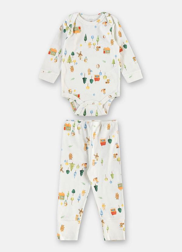 Conjunto Body Calça Suedine Estampado