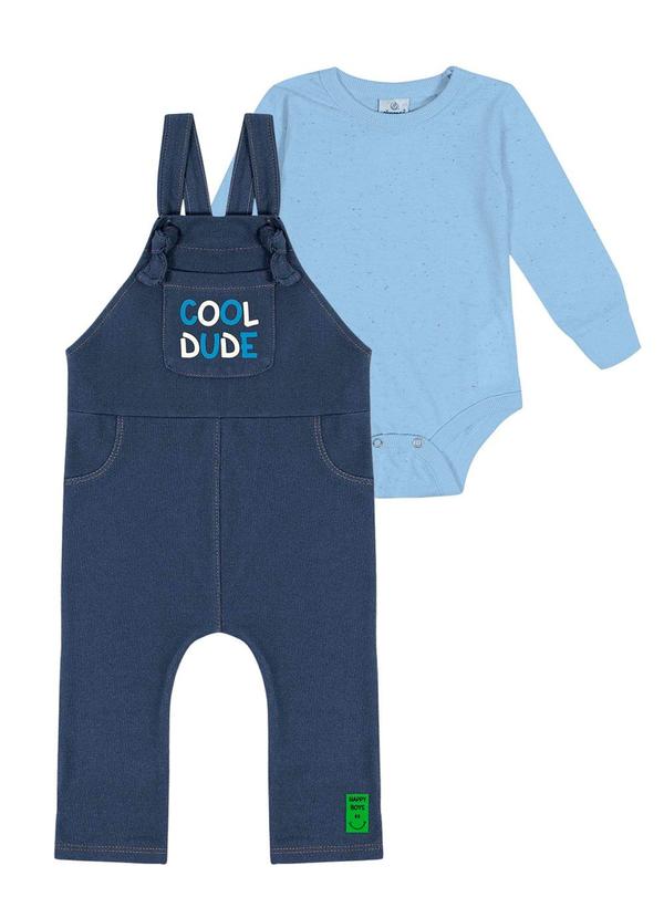 Vista 2 Conjunto Body e Jardineira e Jeans Baby Azul Abrange Abrange